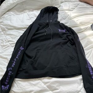 Black Hoodie with Purple Graphics